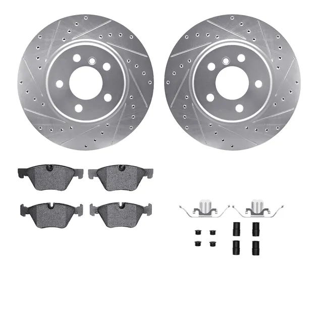 R1 Concepts WGYH1-31107 eLINE Rotor - Drilled & Slotted - Silver W/ Semi-Met Pads